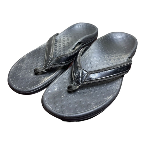 Vionic Men's Tide Toe Post Flip Flop Sandals - Black Size 9 - Picture 2 of 6